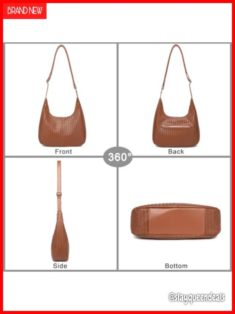 Woven Hobo Bag Faux Leather Crossbody Shoulder Purse